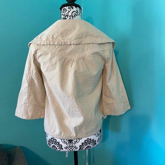 EUC Women’s ANTHRO Tulle Striped Drawstring Neck Short Jacket Size Medium - Picture 3 of 8